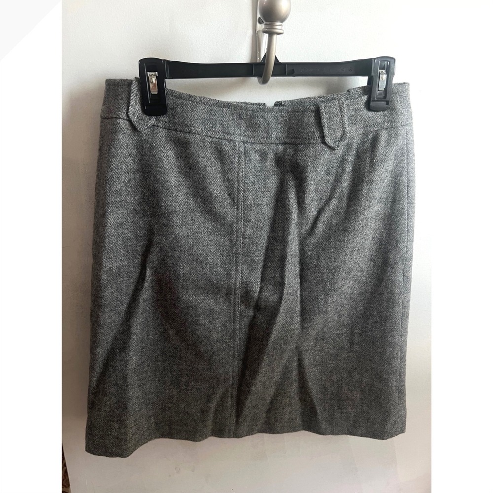 Talbots Grey Herringbone Wool Blend Pencil Skirt Size 6 Office Professional